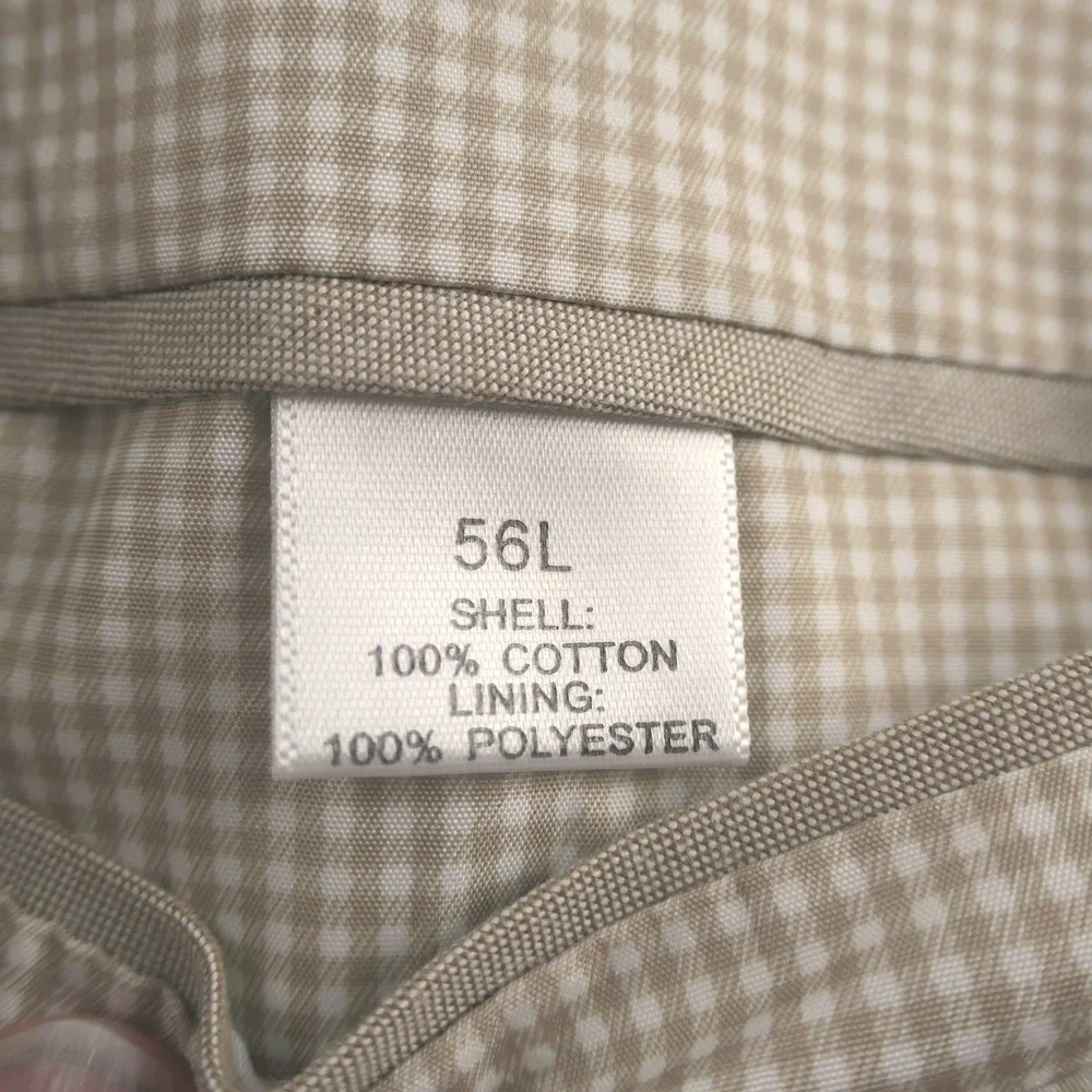 Saddlebred Blazer Men 56L Long Tan 100% Cotton Two Button Career Business Casual